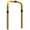 Anti-nudge hoop 90 | one sided- deep version | steel tube  76 mm | yellow / black | one-sided, left | height above ground: 650 mm | for casting in concrete